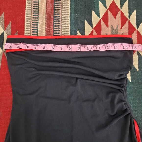 Vtg 90s Alyn Paige Strapless Hi-Low Dress Womens Medium‎ Black Red Ruched Goth - Picture 6 of 8